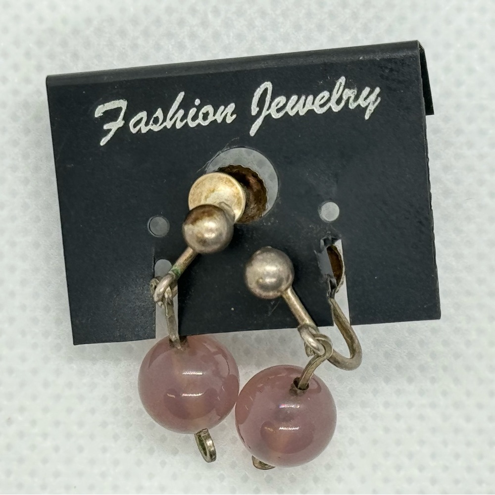 Sterling Silver Screw On Amethyst Bead Earrings, 1”